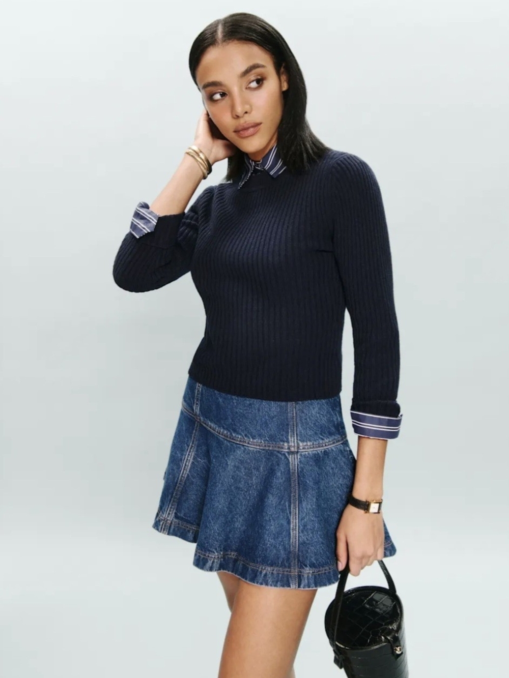 Reformation Bentley Denim Skirt Size 26